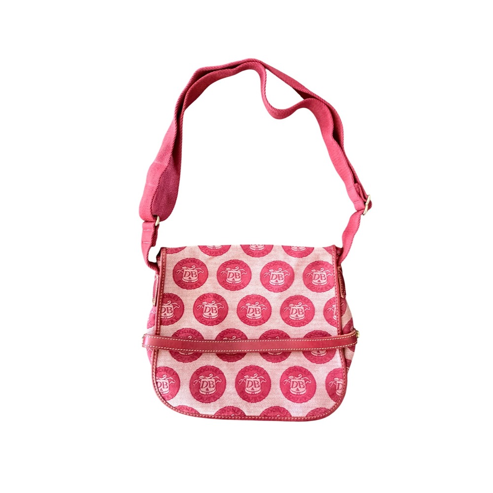 Dooney & Bourke Pink Logo Canvas Crossbody Messenger Bag Flap Closure